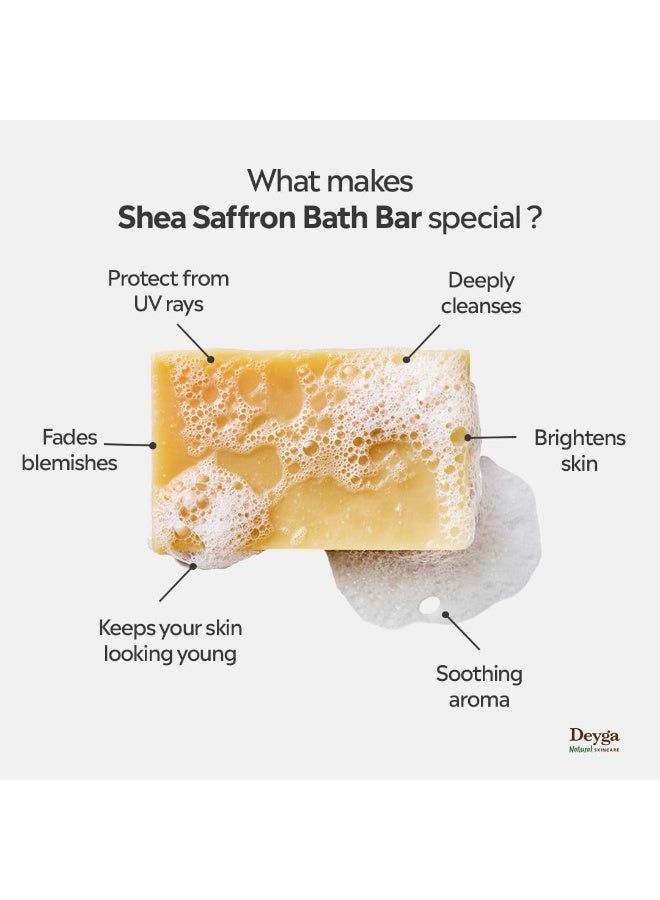 Deyga Organic Handmade Soap | Shea Saffron Bath Bar | Anti-Ageing | Loofah |Moisturises the Skin 100g Pack of 3 + 1 Loofah - Image 3